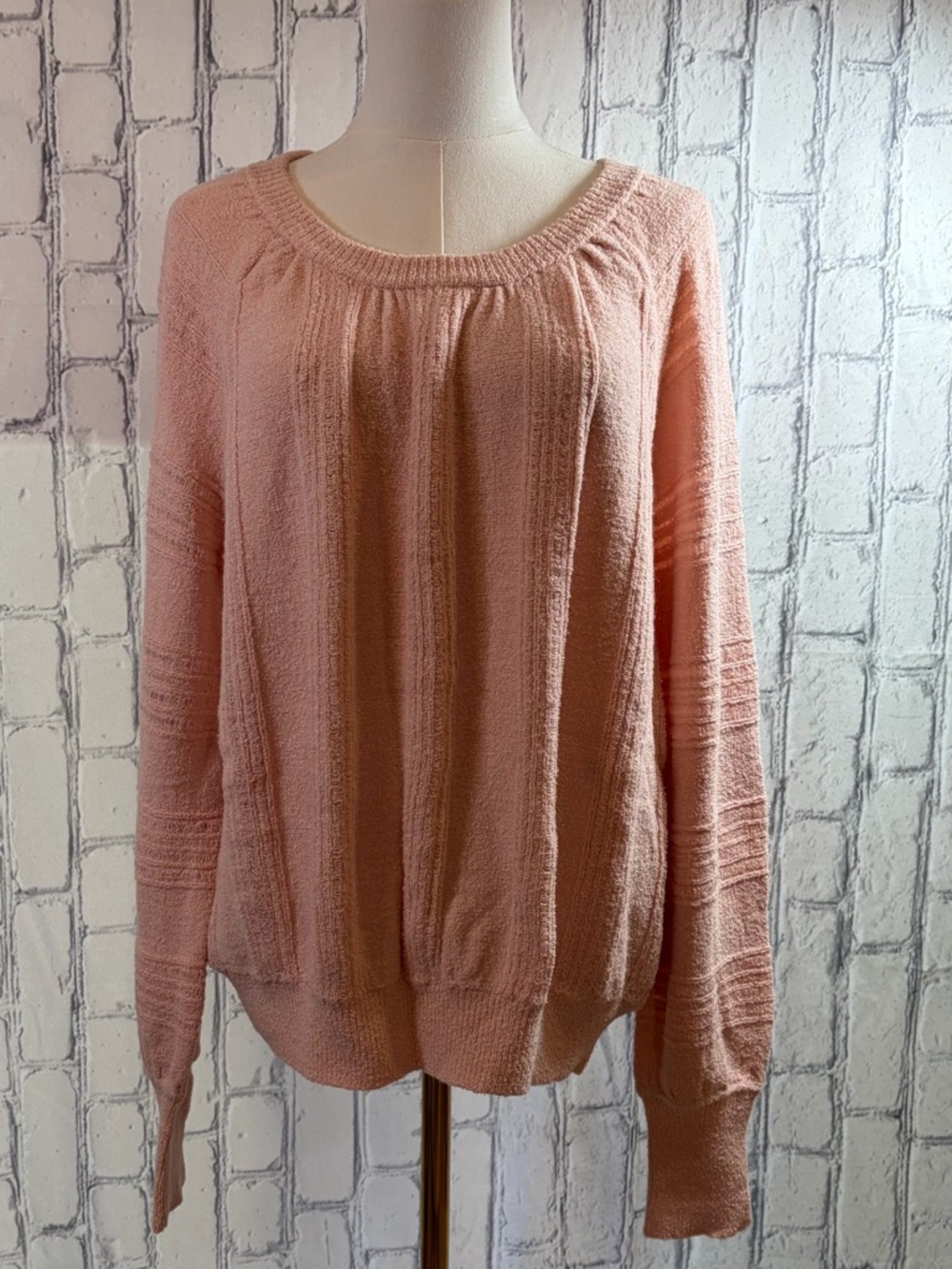 Meadow Rue by Anthropology:L Women’s Soft Knit Scoop Neck Sweater - Blush Pink